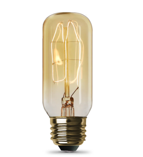 Feit Electric 40T12 T12 E26 Dimmable Filament Amber Glass Vintage Edison Incandescent Light Bulb, Color Temperature 2200K, Wattage 40W, Voltage 120V 6 Pack