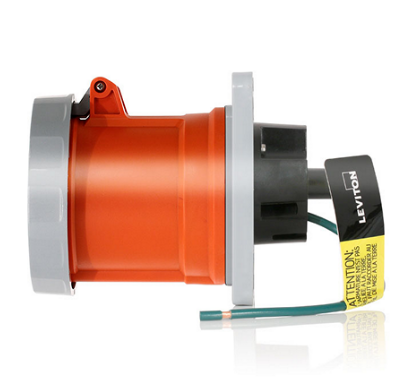 Leviton 4100R12WLEV 100 Amp, 125/250 Volt, 3P, 4W, LEV Series North American-Rated IEC 60309-1 & 60309-2 Pin & Sleeve Receptacle, Industrial Grade, IP66/IP67/IP68/IP69K, Watertight - Orange