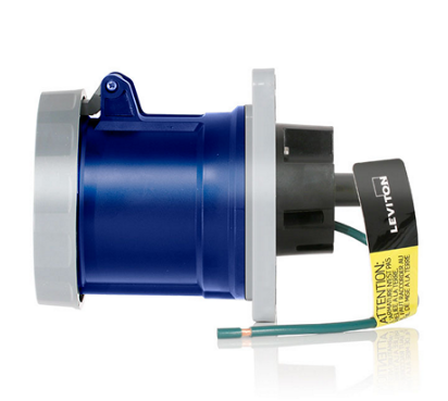 Leviton 4100R9WLEV 100/125 Amp, 250 Volt 3-Phase, 3P, 4W, LEV Series North American-Rated IEC 60309-1 & 60309-2 Pin & Sleeve Receptacle, Industrial Grade, IP66/IP67/IP68/IP69K, Watertight - Blue