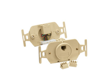 Leviton 41054-IDD Round Telephone Wallplate Insert, 6P4C USOC, 110-Type, Ivory