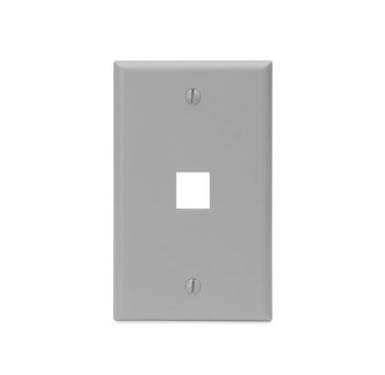 Leviton 41080-1GP Single-Gang QUICKPORT™ Wallplate, 1-Port, Gray