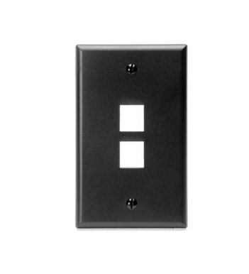 Leviton 41080-2EP Single-Gang QUICKPORT™ Wallplate, 2-Port, Black
