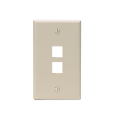 Leviton 41080-2IP Single-Gang QUICKPORT™ Wallplate, 2-Port, lvory
