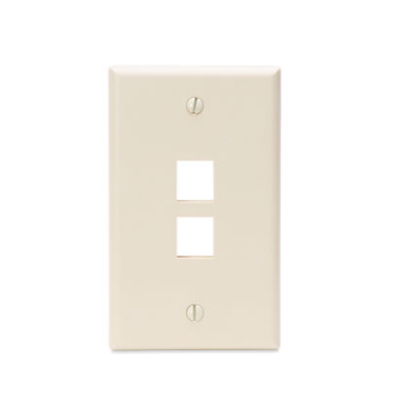 Leviton 41080-2TP Single-Gang QUICKPORT™ Wallplate, 2-Port, Light Almond