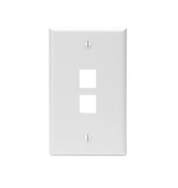 Leviton 41080-2WP Single-Gang QUICKPORT™ Wallplate, 2-Port, White