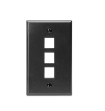 Leviton 41080-3EP Single-Gang QUICKPORT™ Wallplate, 3-Port, Black