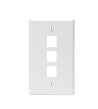 Leviton 41080-3WP Single-Gang QUICKPORT™ Wallplate, 3-Port, White