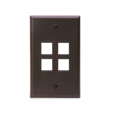 Leviton 41080-4BP Single-Gang QUICKPORT™ Wallplate, 4-Port, Brown