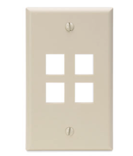 Leviton 41080-4IP Single-Gang Quickport, Wallplate, 4-port, Ivory Finish