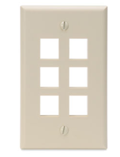 Leviton 41080-6IP Single-Gang Quickport, Wallplate, 6-port, Ivory Finish