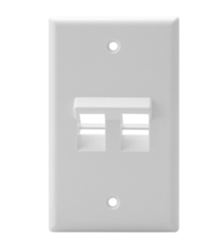 Leviton 41081-2WP Angled Single-Gang Quickport, Wallplate, 2-Port, White Finish