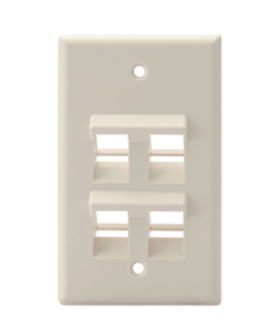 Leviton 41081-4TP Angled Single-Gang Quickport, Wallplate, 4-Port, Light Almond Finish