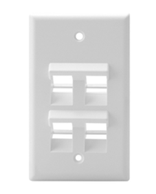 Leviton 41081-4WP Angled Single-Gang Quickport, Wallplate, 4-Port, White Finish