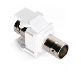Leviton 41084-BWF Bnc Feedthrough Quickport, Connector, Nickel-plated, 50 Ohm, White Housing