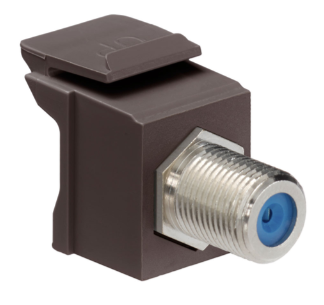 Leviton 41084-FBF Feedthrough Quickport, F-Connector, Nickel Plated Brown Housing