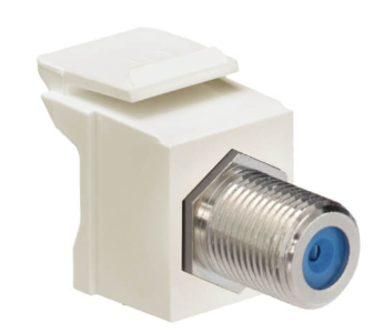 Leviton 41084-FTF Feedthrough Quickport, F-Connector, Nickel Plated, Light Almond Housing