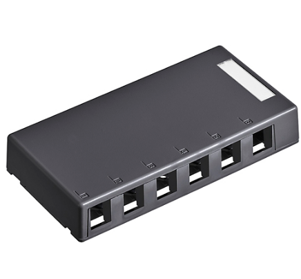 Leviton 41089-6EP Surface-Mount QUICKPORT™ Box, 6-Port, Black