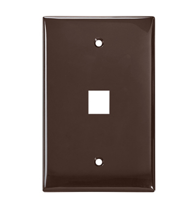 Leviton 41091-1BN Midsize Single-Gang QUICKPORT™ Wallplate, 1-Port, Brown
