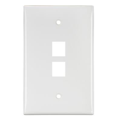 Leviton 41091-2WN Midsize Single-Gang QUICKPORT™ Wallplate, 2-Port, White