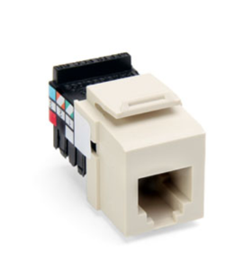 Leviton 41106-RT6 Voice Grade Quickport, Jack, 6P6C, Light Almond Finish