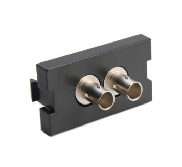Leviton 41291-2TE Duplex ST Fiber Adapter MOS Module, Phosphor Bronze Sleeve, 1 Unit High, Black