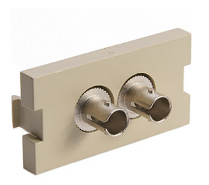 Leviton 41291-ZTI Duplex ST Fiber Adapter MOS Module, Zirconia Ceramic Sleeve, 1 Unit High, lvory