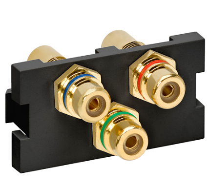 Leviton 41292-3DE RCA Component Feedthrough MOS Connector, Black