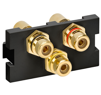 Leviton 41292-3RE RCA Component Feedthrough MOS Connector, Black