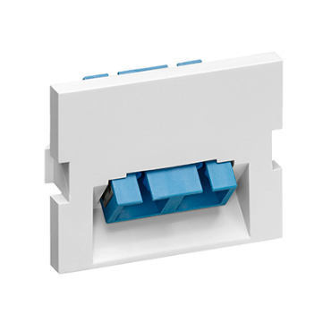 Leviton 41294-2CW Duplex SC Angled Fiber Adapter MOS Module, Zirconia Ceramic Sleeve, 1.5 Units High, White