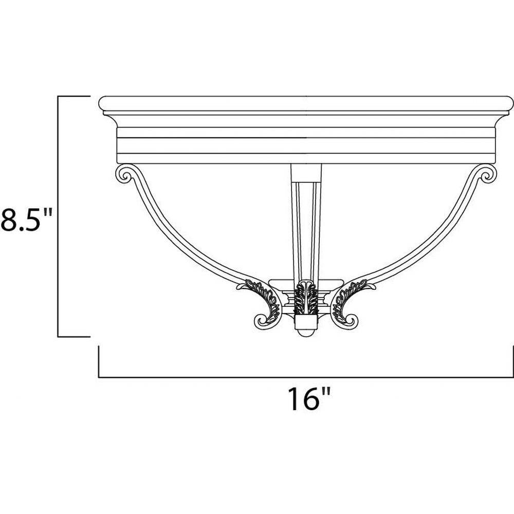 Maxim Lighting 41420WGBK Camden VX Outdoor Flush Mount Dimensions Diagram - 16 Inch Wide 8.5 Inch Height