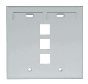 Leviton 42080-3GP Dual-Gang Quickport, Wallplate w/ ID Windows, 3-Port, Gray Finish