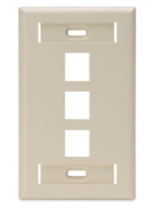 Leviton 42080-3IS Single-Gang Quickport, Wallplate w/ ID Windows, 3-port, Ivory Finish