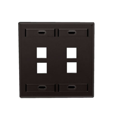 Leviton 42080-4EP Dual-Gang QUICKPORT™ Wallplate with ID Windows, 4-Port, Black