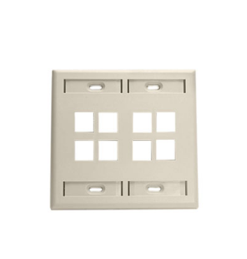 Leviton 42080-8IP Dual-Gang QUICKPORT™ Wallplate with ID Windows, 8-Port, lvory