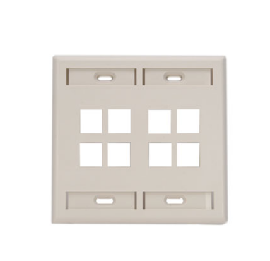 Leviton 42080-8TP Dual-Gang QUICKPORT™ Wallplate with ID Windows, 8-Port, Light Almond