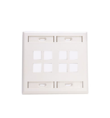 Leviton 42080-8WP Dual-Gang QUICKPORT™ Wallplate with ID Windows, 8-Port, White