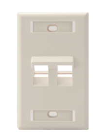 Leviton 42081-2TS Angled Single-Gang Quickport, Wallplate w/ ID Windows, 2-port, Light Almond Finish