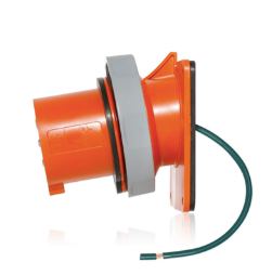 Leviton 420B12WLEV 20A, 125/250V 3P, 4W, LEV Series Pin & Sleeve Inlet, Watertight, Orange Finish