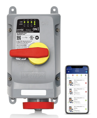 Leviton 420MI7WLEVS LEV Series IEC Pin & Sleeve Mechanical Interlock with Local Monitoring Inform Technology, 20 Amp, 480 Volt 3-Phase, 3P, 4W, Red Finish