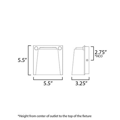 Maxim Lighting 42120BKAB Rivet 1 Light 5.5 inch Black and Gold Outdoor Wall Mount - Dimensions Diagram