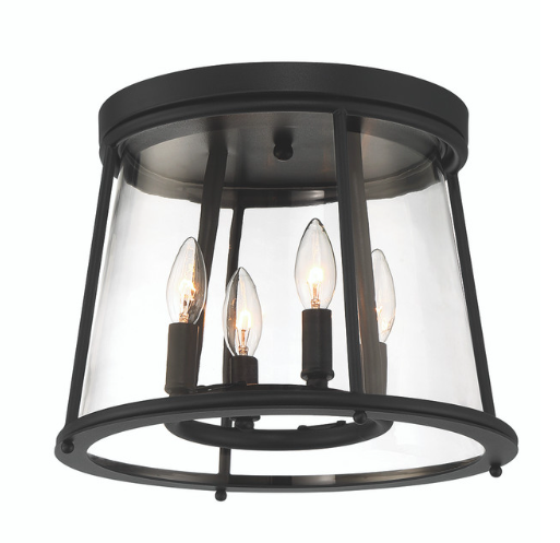 Eurofase Lighting 42724-018 14" Daulle 4-Light Outdoor Flushmount, Dimmable, Voltage 120V, Wattage 240W, Satin Black with Clear Glass