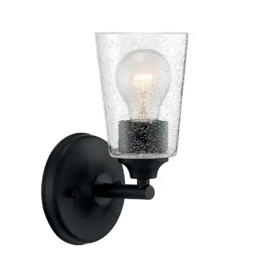 Nuvo 60-7281 Bransel LED Vanity, w/ Seeded Glass, 1 Light, Wattage 60W, Matte Black