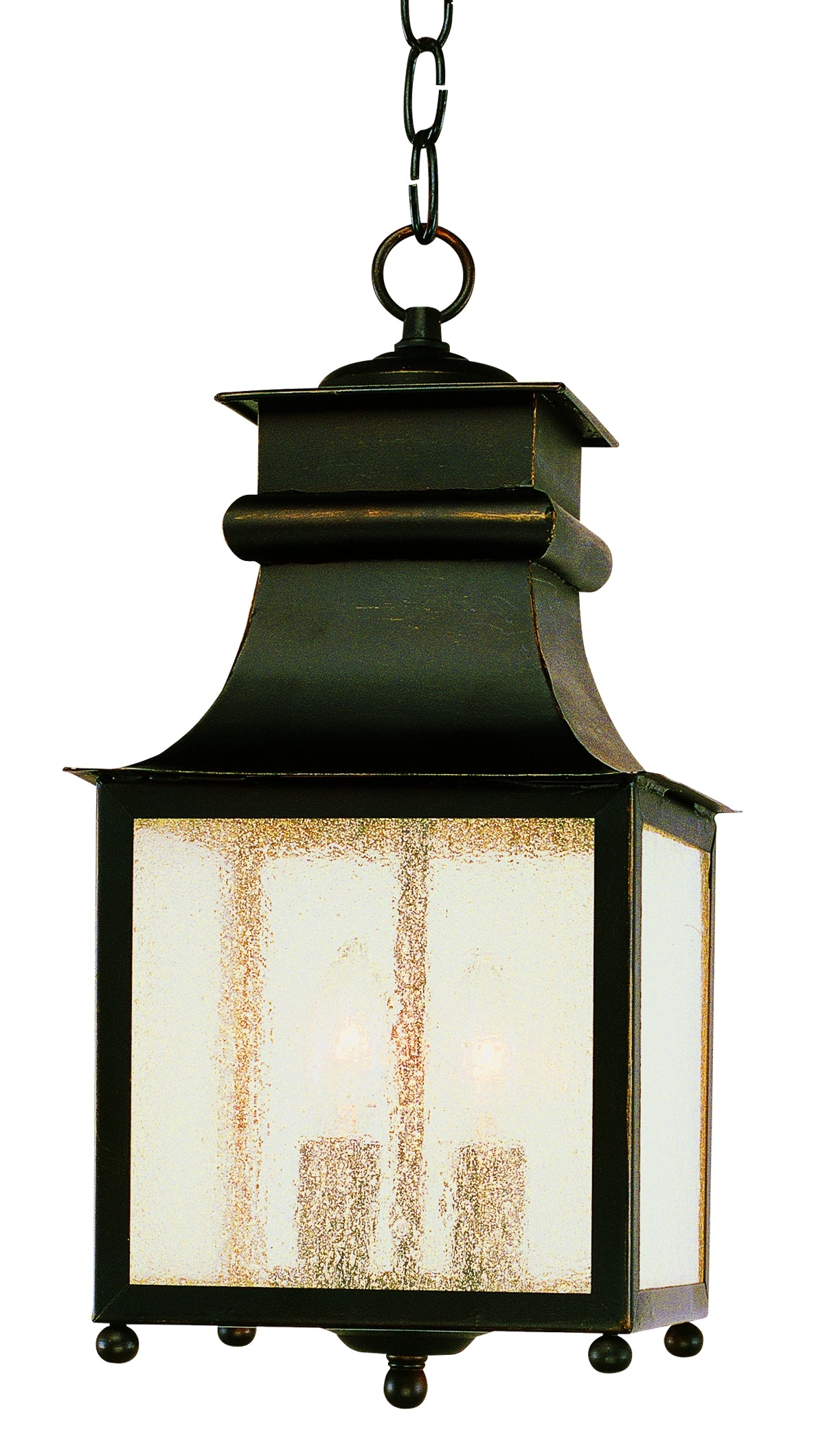 Trans Globe Lighting 45633 WB Santa Ines weathered bronze hanging lantern with clear seeded glass