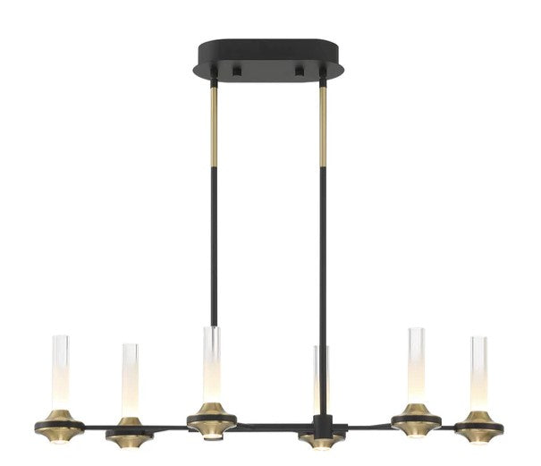 Eurofase Lighting 45713-019 Torcia LED 12 Light 11 inch Chandelier Ceiling Light Black and Brass Finish