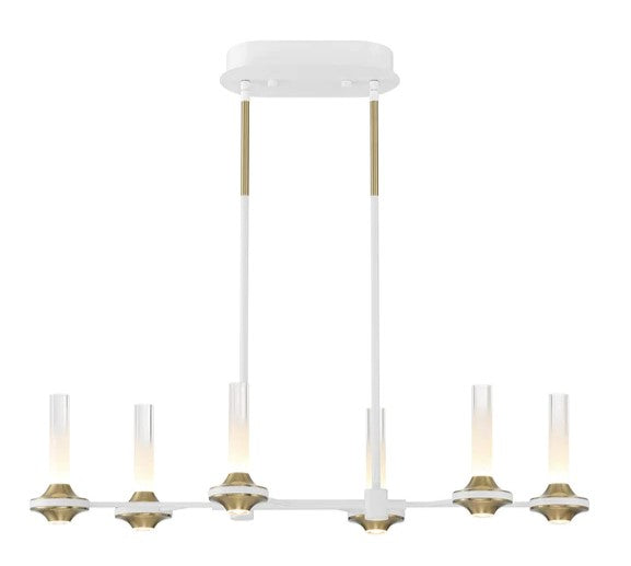 Eurofase Lighting 45713-026 Torcia LED 12 Light 11 inch Chandelier Ceiling Light White and Brass Finish