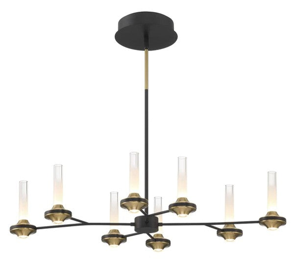 Eurofase Lighting 45714-016 Torcia LED 16 Light 23 inch Chandelier Ceiling Light Black and Brass Finish