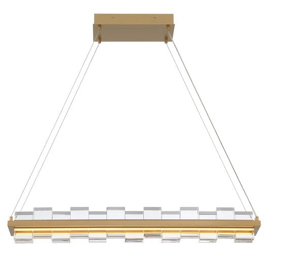 Eurofase Lighting 45717-024 Bruco Island LED Crystal Cube 2 Light 6 inch Chandelier Ceiling Light Gold Finish