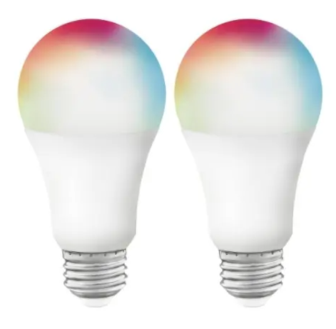 SATCO S11253 Smart LED A19 Bulb, E26, Wattage 9.5W, Lumens 800 lm, Voltage 120V, RGB & Tunable White - 2 Pack