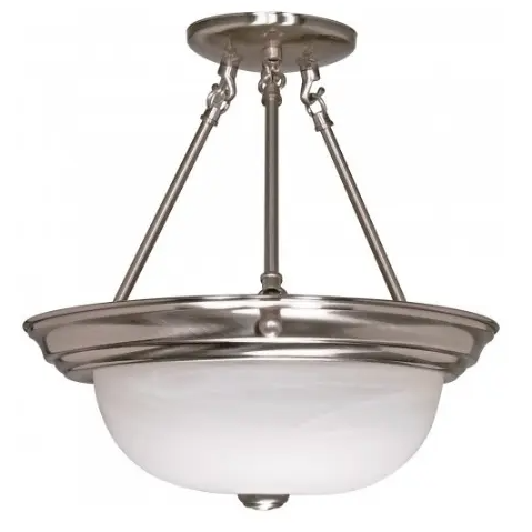 Nuvo 60-202 15" 3-Light Semi-Flush Mount Ceiling Light, Brushed Nickel