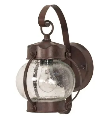 Nuvo 60-3458 Onion Outdoor Wall Fixture w/ Clear Seed Glass, Wattage 60W, 1 Light, Old Bronze